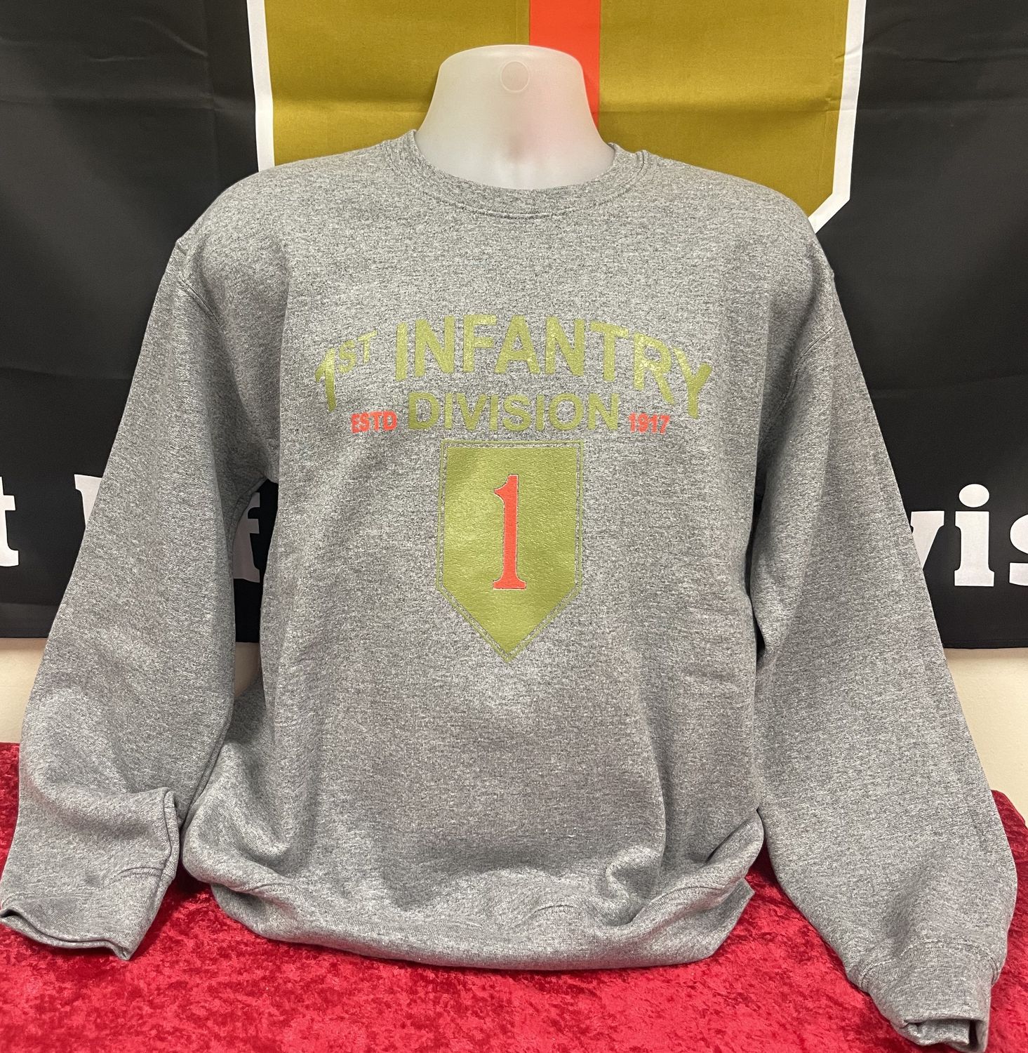 1st Infantry Big Red 1 Crewneck Grey, Size: S