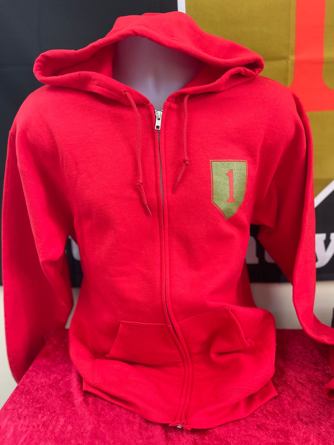 1st Infantry - Big Red 1 Full Zip Hoodie (Red)