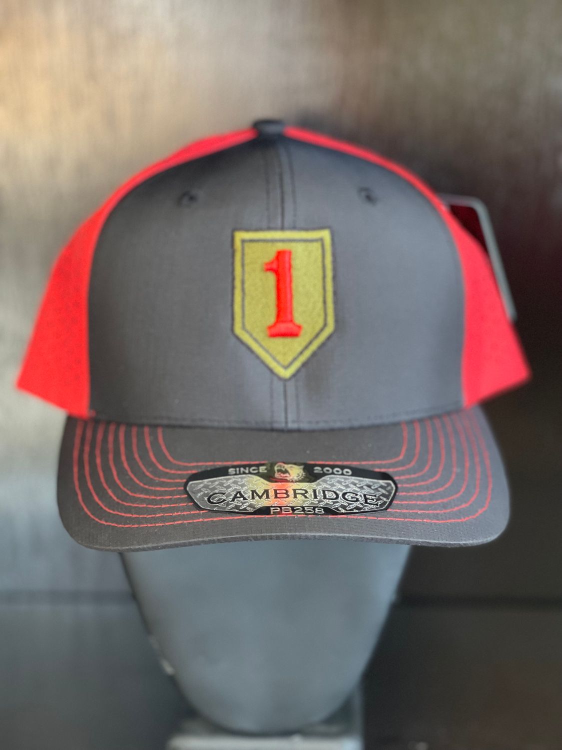 Centered Big Red 1 Perforated Snapback Hat Red/Black