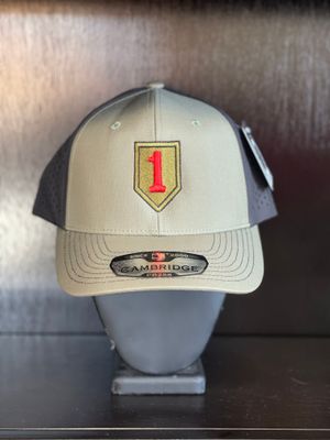 Centered Big Red 1 Perforated Snapback Hat Olive