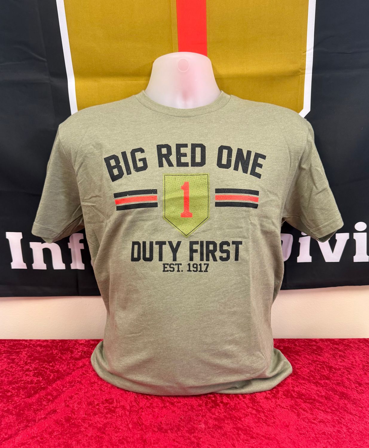 Light Olive-Big Red One Stripped Duty 1st T-shirt