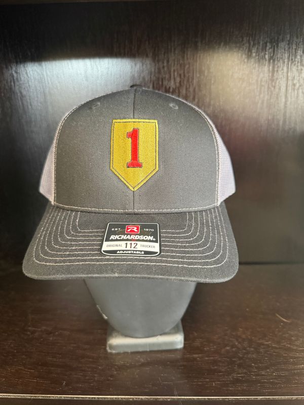 Black/Gray Big Red 1 Embroidered  Snapback Trucker Cap