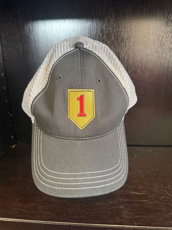 Black/Charcoal Big Red 1 Embroidered Trucker Cap