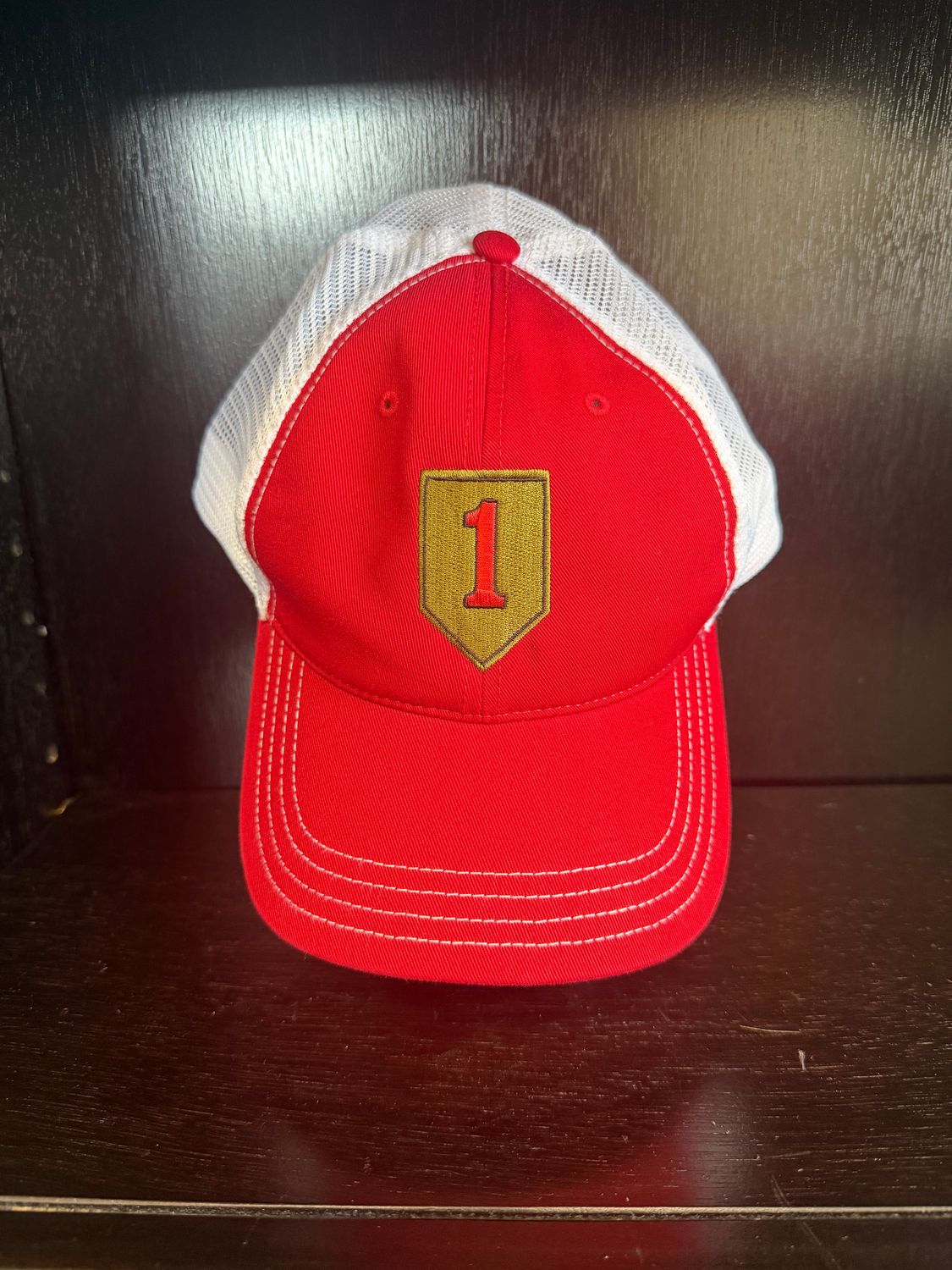 Red/White Big Red 1 Embroidered Trucker Cap