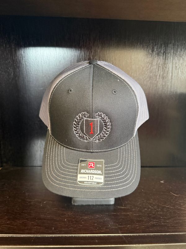 Black/Charcoal Big Red 1 Wreath Snapback Trucker Cap