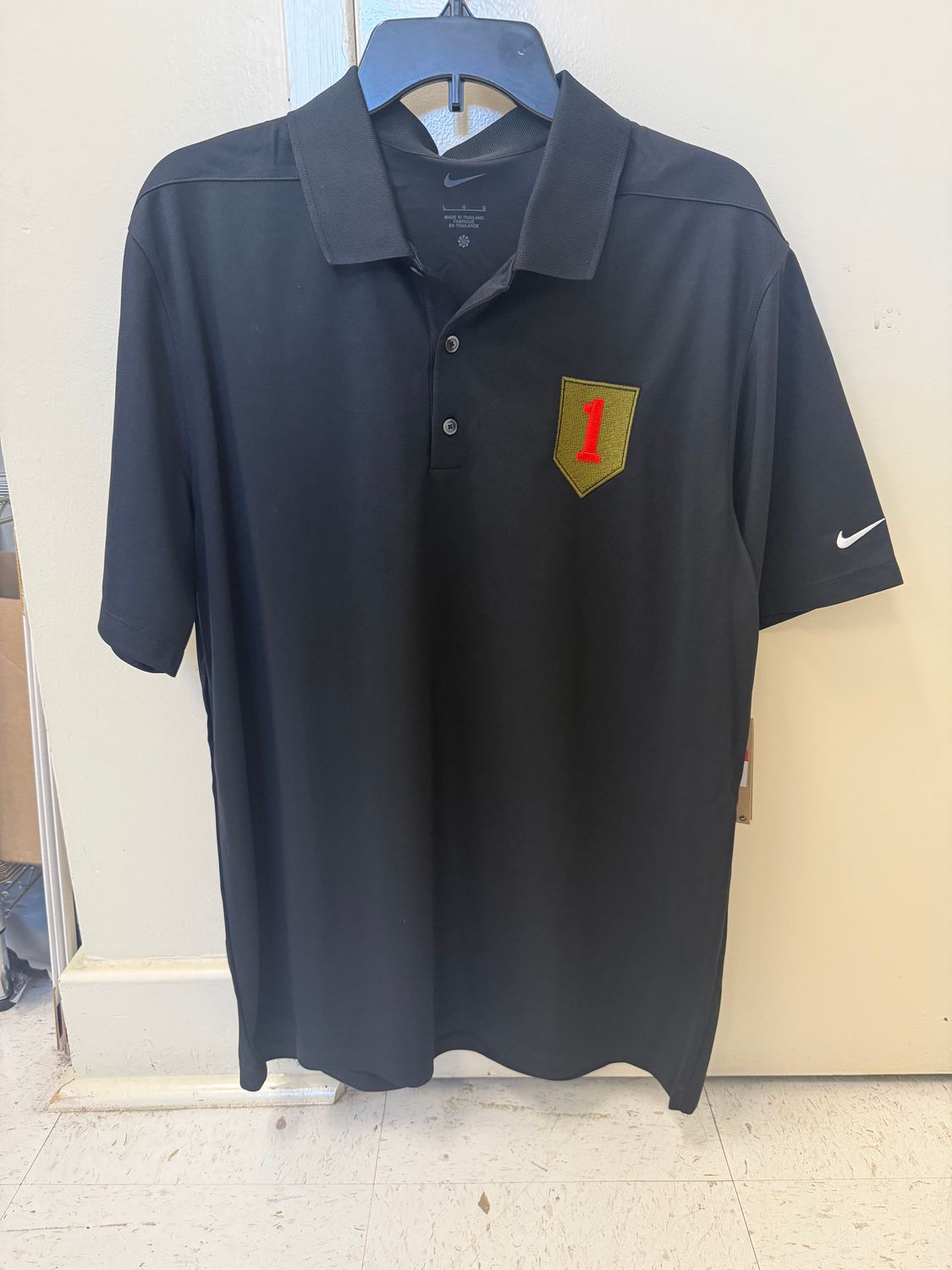 Big Red 1 Embroidered Left Chest Nike Polo Black