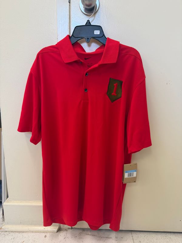 Big Red 1 Embroidered Left Chest Nike Polo Red