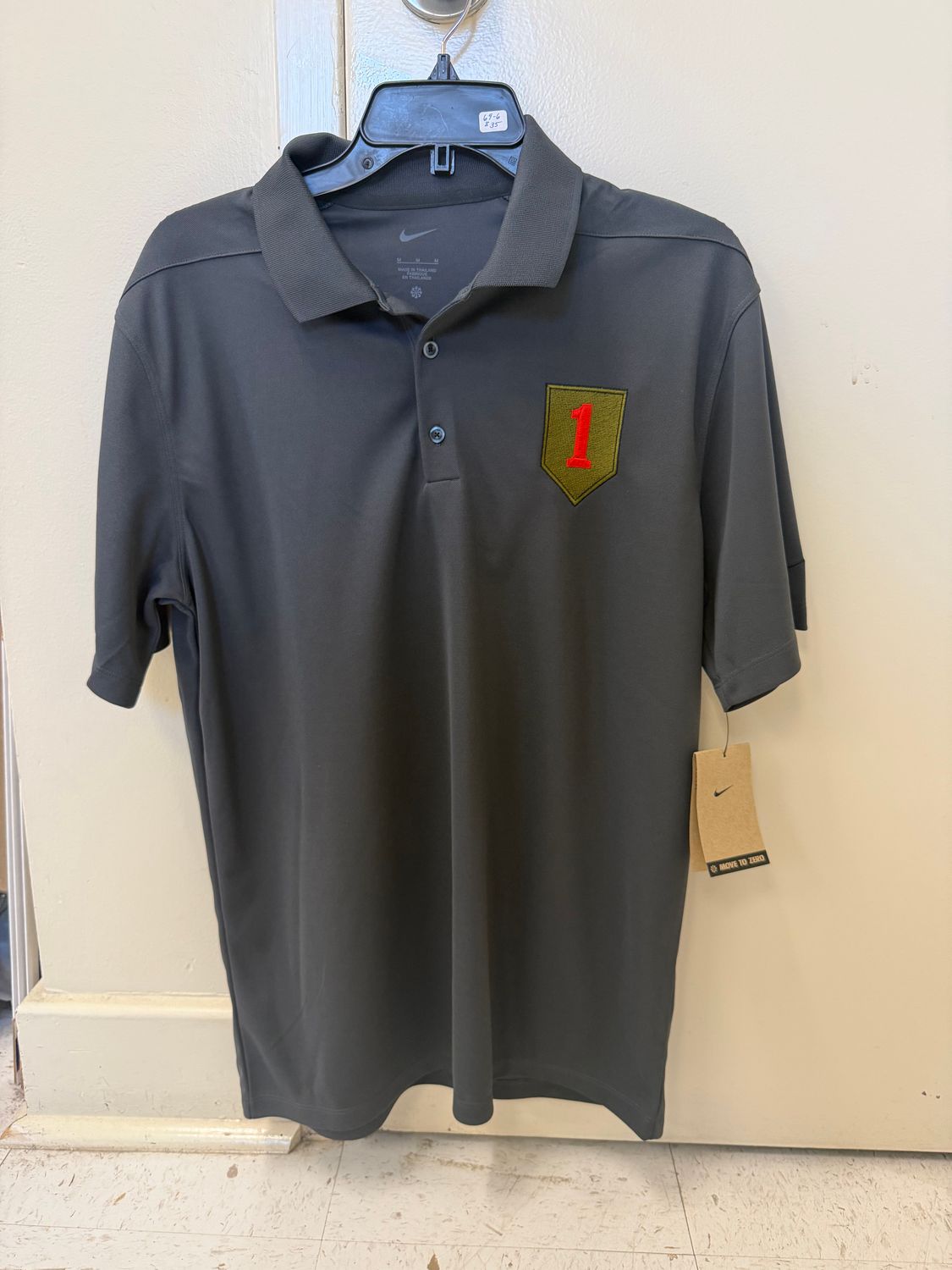 Big Red 1 Embroidered Left Chest Nike Polo Dark Gray