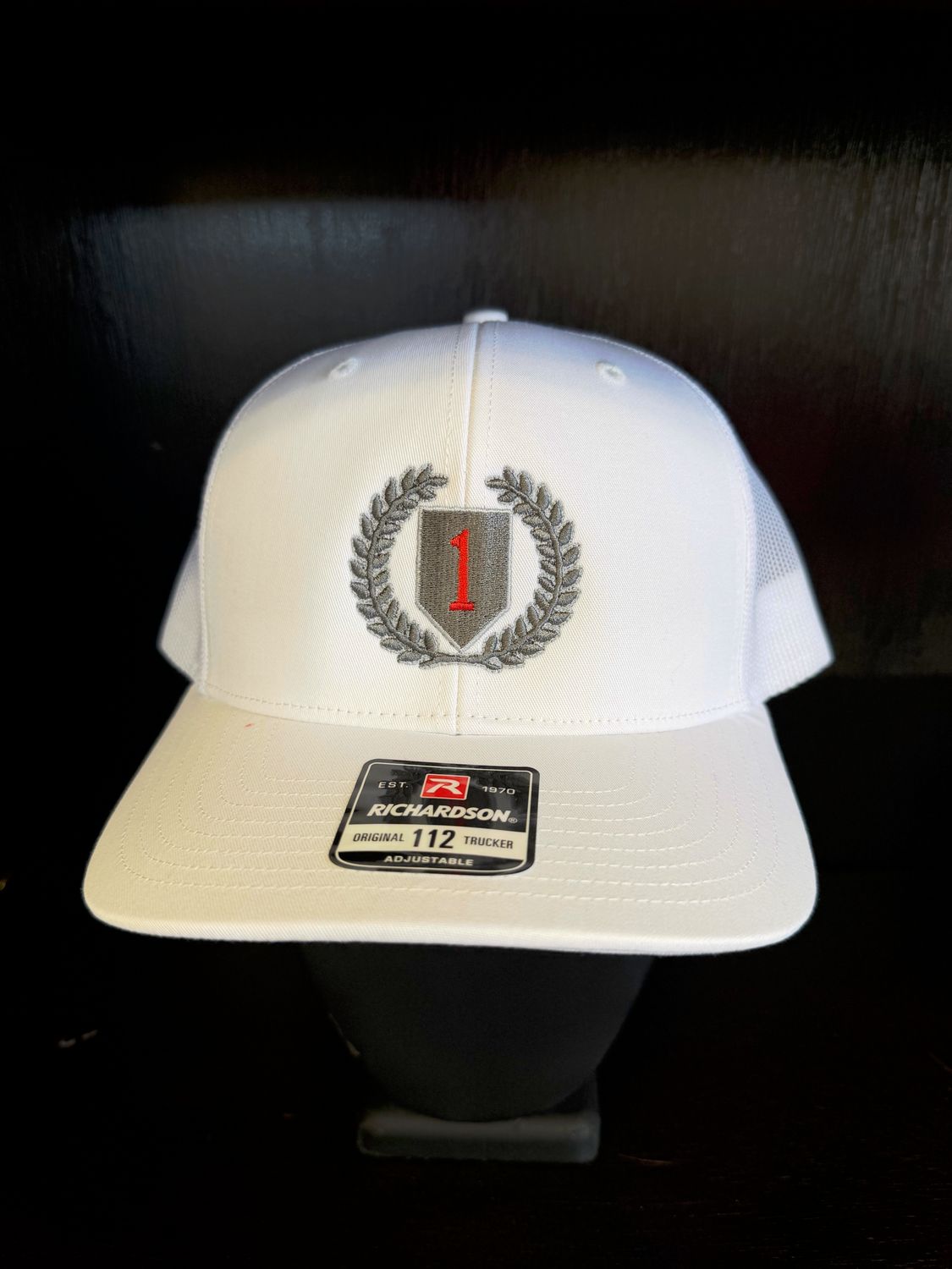 WHITE Wreath Big Red 1 Mesh Trucker Snapback