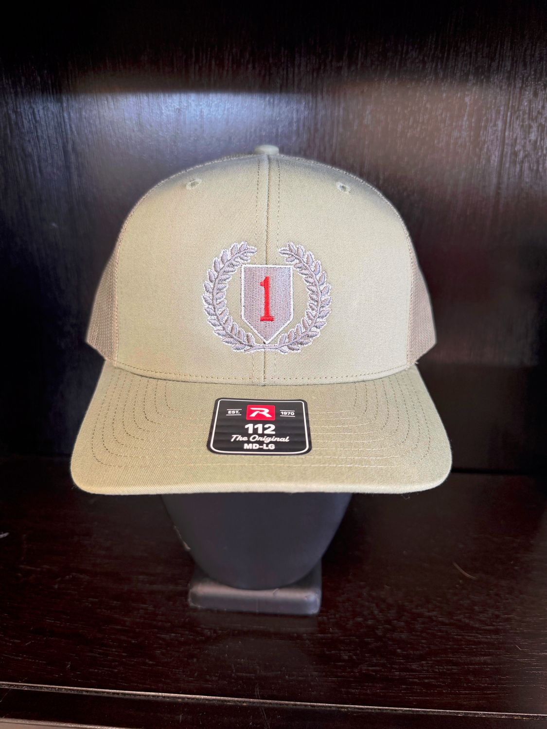 Olive Wreath Big Red 1 Mesh Trucker Snapback