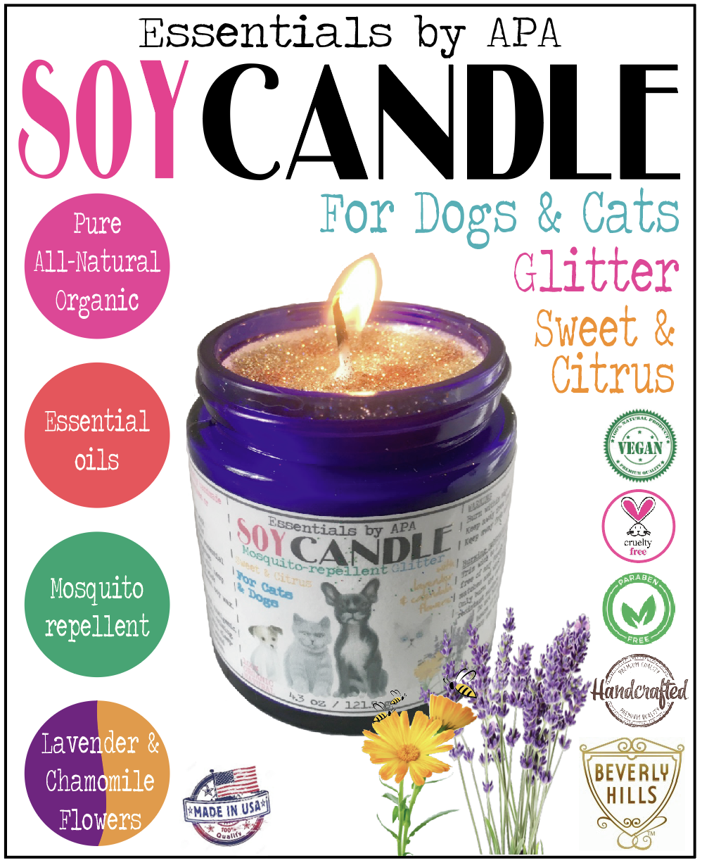 🕯🐕🐈 Soy Candle Mosquito-repellent Sweet Citrus for Cats Dogs