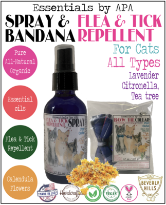 🐈 Duo Bow tie Flea & Tick Collar for Cats Dogs + Spray