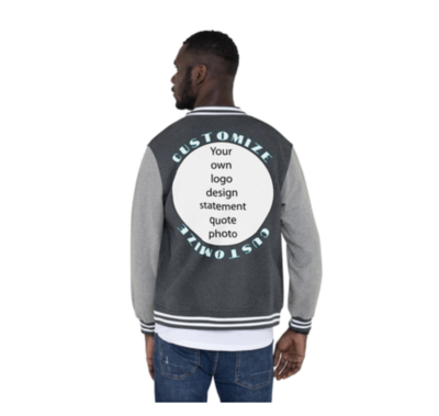 🤴🏽Personalized Custom Men's Varsity Letterman Jacket S M L XL 2XL gray Add our own text, logo, photos, artwork, and more