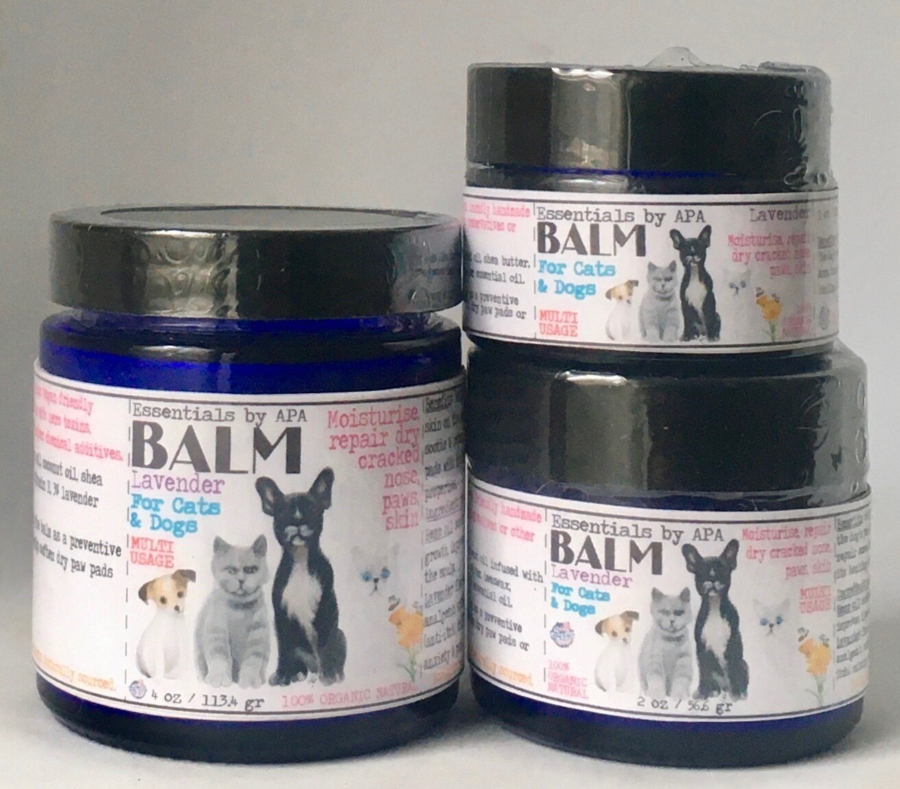 🐕🐈 Organic All Natural Nose Paw Balm Topical Salve for Dogs & Cats Essential Oil Lavender Calming and Relaxing