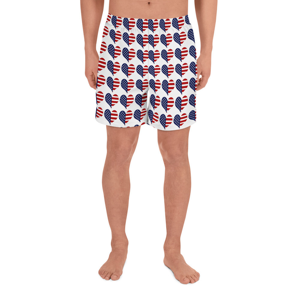 🤴🏽American patriotic Men's Shorts swimsuit swimwear USA team USA United States of America USA flag 4th of july plaid pattern