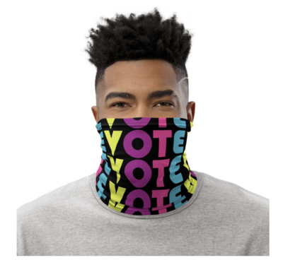 👸🏽🤴🏽 Soft Breathable Fabric  American patriotic face VOTE your voice counts election 2020 rainbow text black