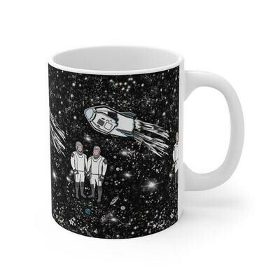 ☕️ 👩🏽‍🚀🚀 Coffee Mug Latte cup Astronauts Robert Behnken Douglas Hurley Nasa SpaceX Crew Dragon by Maru Space Race Great gift for kids Mug 11 oz Gift Ceramic drinkware