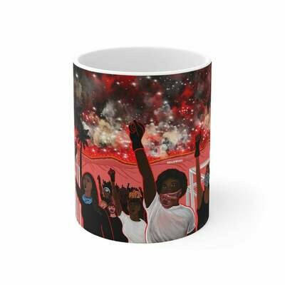 ☕️ 😸 Coffee Mug Latte cup Black Lives matter Los Angeles Hollywood protests by Maru june 2020 Great gift for kids Mug 11 oz Gift Ceramic drinkware