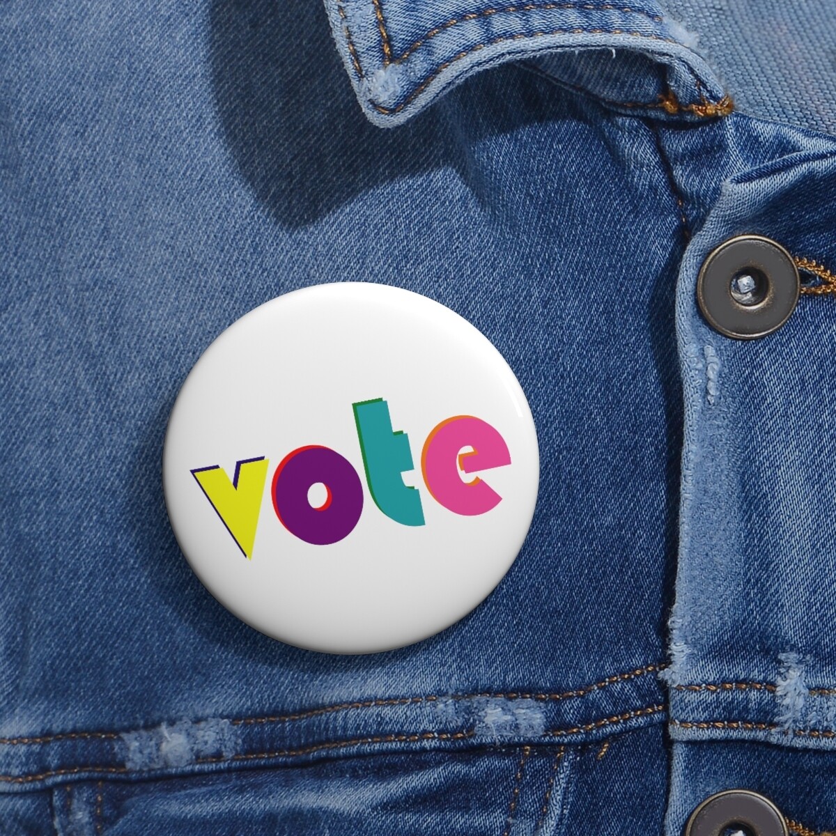 VOTE Your voice matters Multicolor Rainbow text Pin Buttons 2 sizes 1.25" and 2" Backpack pin buttons