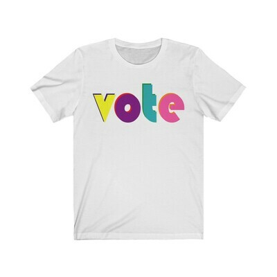 👸🏽🤴🏽VOTE Your voice matters Multicolor Rainbow text Bella + Canvas 3001 Unisex t-shirts 27 colors 6 sizes S, M, L, Xl, 2XL, 3XL classic tee
