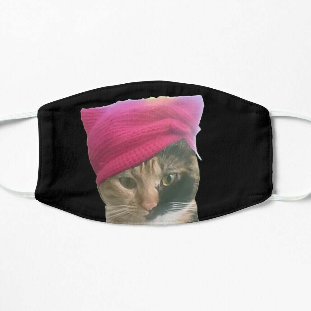 😸👸🏽🤴🏽Two layer Face mask My Baby Chloe with pink pussy cat hat  4 sizes Regular (adult) Small (teen) Kids Small (8-12) Kids Extra Small (3-7) feminist mask black