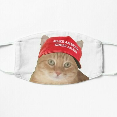 😸👸🏽🤴🏽Two layer Face mask My Ginger Cat Boris with America Great Again Hat Trump supporter Cat 4 sizes Regular (adult) Small (teen) Kids Small (8-12) Kids Extra Small (3-7)