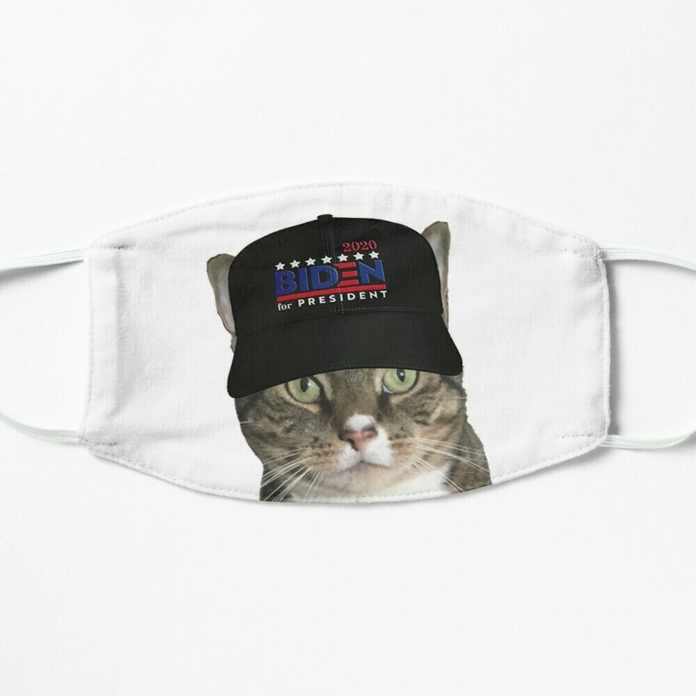 😸👸🏽🤴🏽Two layer Face mask My Angel Sacha with Biden Hat Liberal Cat 4 sizes Regular (adult) Small (teen) Kids Small (8-12) Kids Extra Small (3-7)