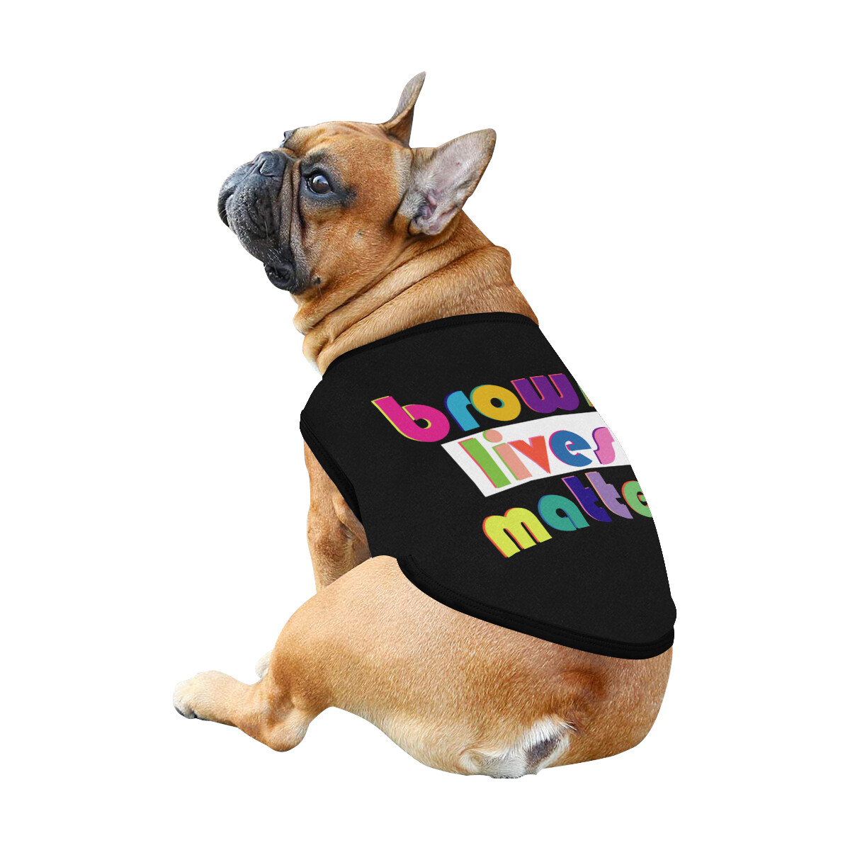🐕 Brown lives Matter Dog Tank Top, Dog shirt, Dog clothes, Gifts, front back print, 7 sizes XS to 3XL black
