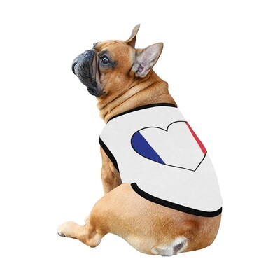 🐕🇫🇷 I love France dog t-shirt, dog gift, dog tank top, dog shirt, dog clothes, gift, 7 sizes XS to 3XL, French flag, heart, white