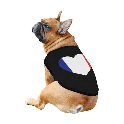 🐕🇫🇷 I love France dog t-shirt, dog gift, dog tank top, dog shirt, dog clothes, gift, 7 sizes XS to 3XL, French flag, heart, black