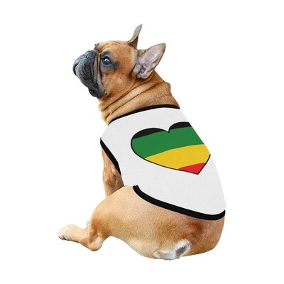 🐕 Rasta Dog Tank Top, Dog shirt, Dog clothes, Gifts, front back print, 7 sizes XS to 3XL, rasta flag, rasta dog shirt, rasta dog t-shirt, heart shape, white