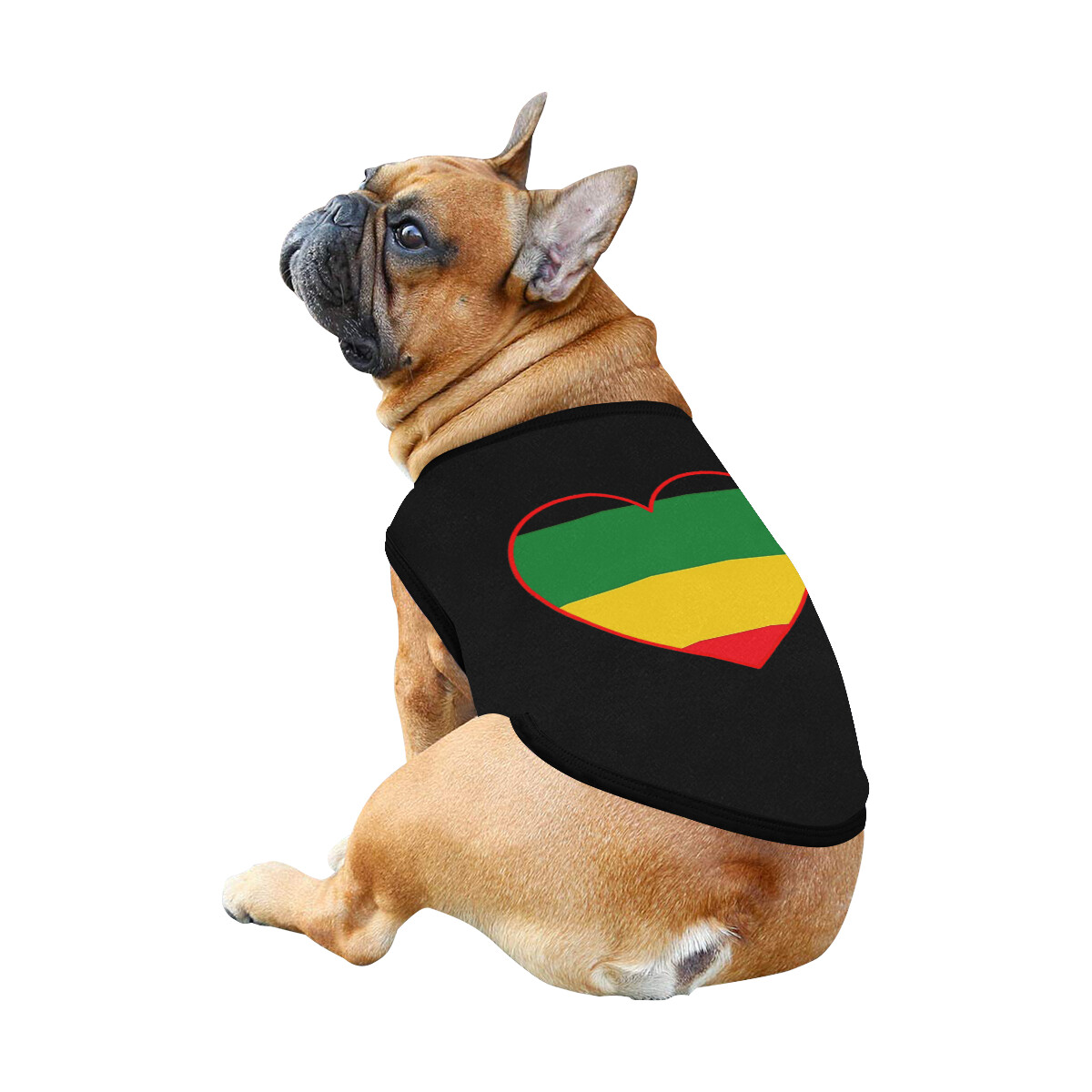 🐕 Rasta Dog Tank Top, Dog shirt, Dog clothes, Gifts, front back print, 7 sizes XS to 3XL, rasta flag, rasta dog shirt, rasta dog t-shirt, heart shape, black