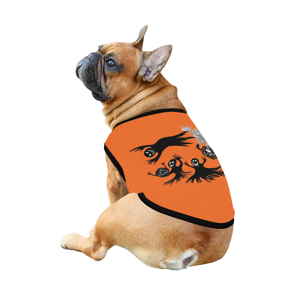 🐕 Halloween Dog Tank Top, Dog shirt, Dog clothes, Gifts, front back print, 7 sizes XS to 3XL, ghosts, pumpkins, halloween dog t-shirt orange
