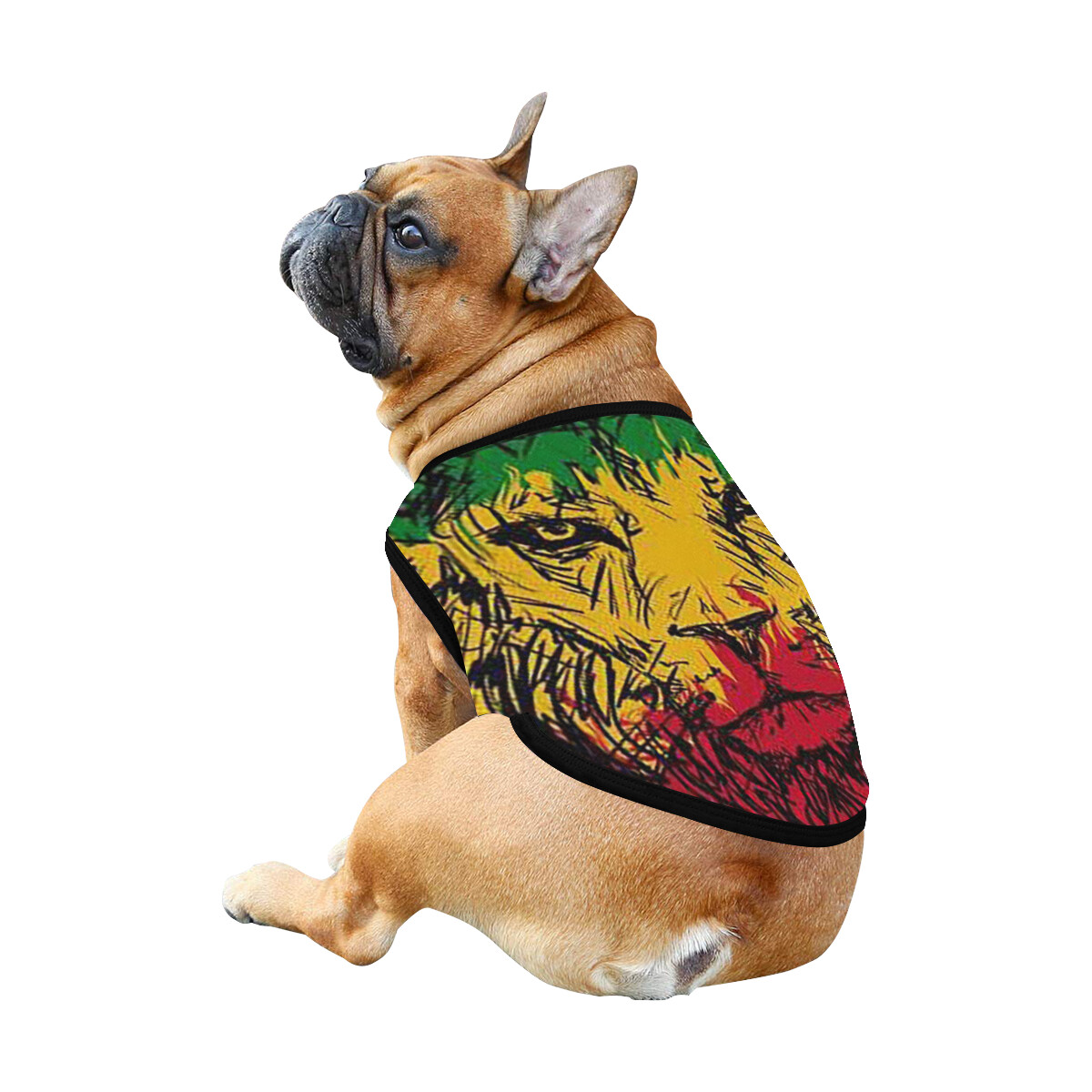 🐕 Rasta Lion Dog Tank Top, Dog shirt, Dog clothes, Gifts, front back print, 7 sizes XS to 3XL, rasta flag, rasta dog shirt, rasta dog t-shirt, white