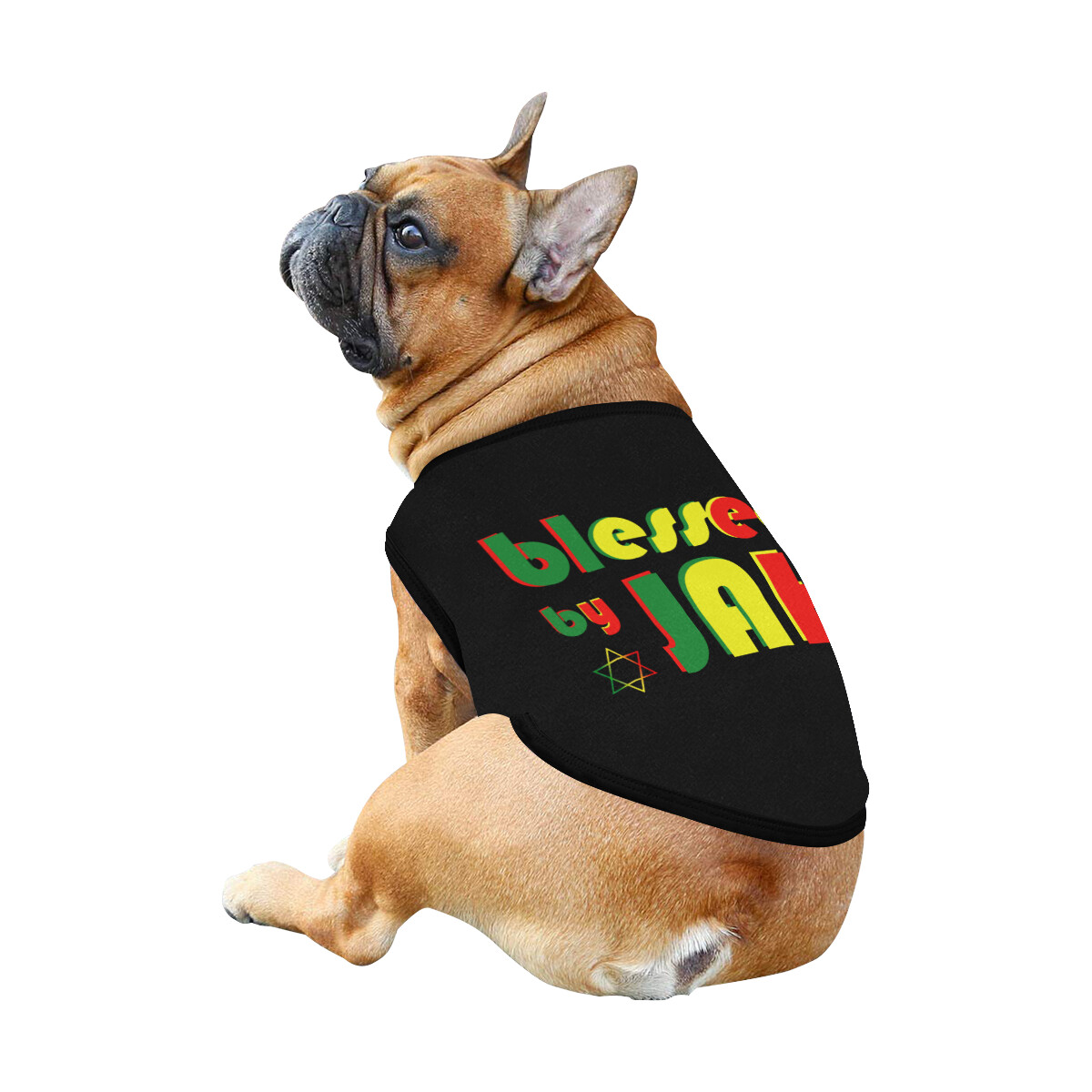 🐕 Blessed by Jah Rasta Dog Tank Top, Dog shirt, Dog clothes, Gifts, front back print, 7 sizes XS to 3XL, rasta flag, rasta dog shirt, rasta dog t-shirt, heart shape, black