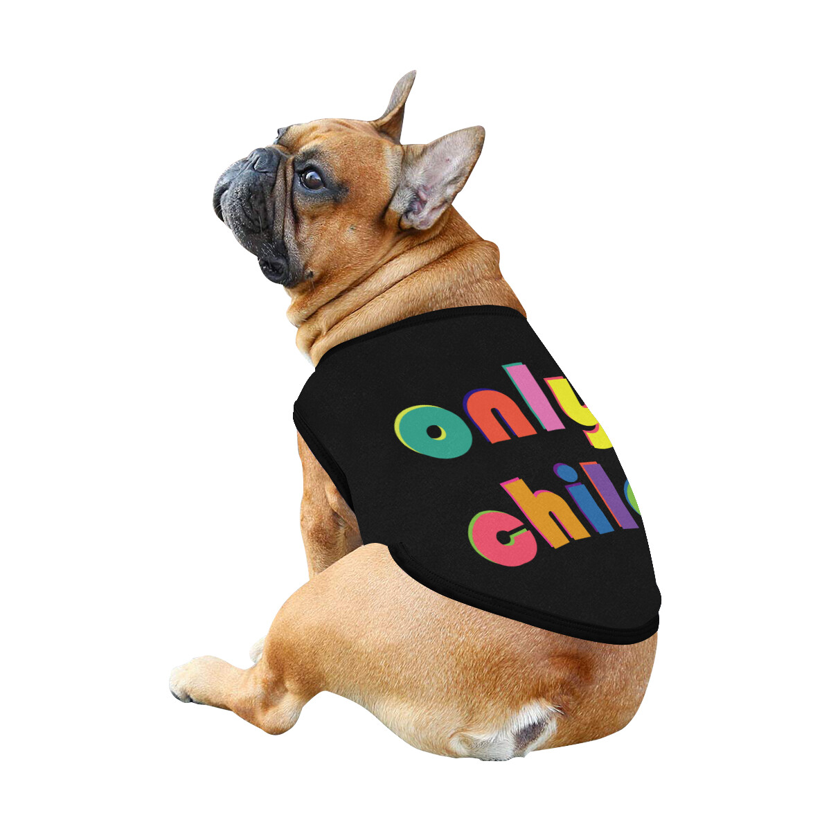 🐕 Only Child Dog Tank Top, Dog shirt, Dog clothes, Gifts, front back print, 7 sizes XS to 3XL, dog t-shirt, dog t-shirt, dog gift, black