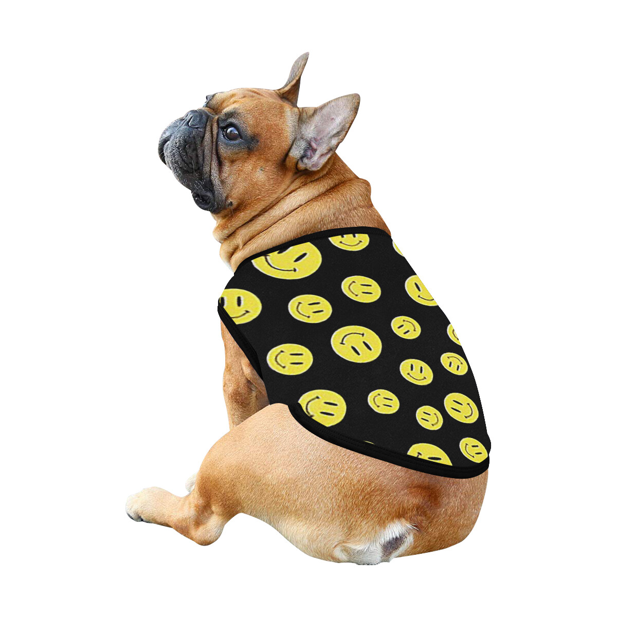 🐕 Happy faces Dog Tank Top, Dog shirt, Dog clothes, Gifts, front back print, 7 sizes XS to 3XL, dog t-shirt, dog t-shirt, dog gift, black