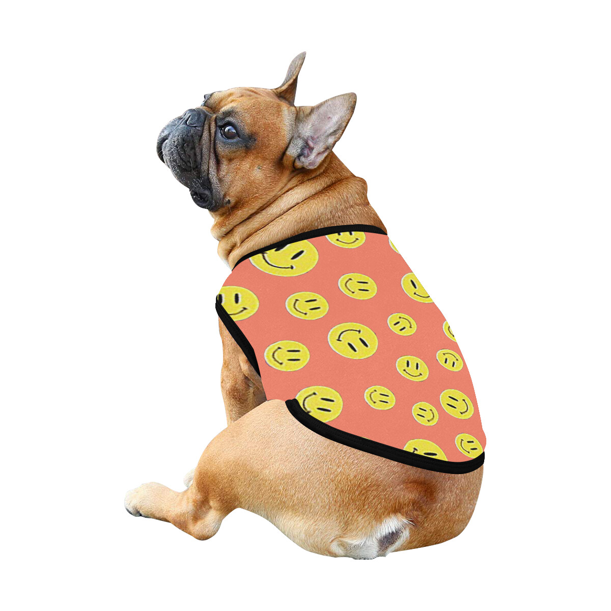 🐕 Happy faces Dog Tank Top, Dog shirt, Dog clothes, Gifts, front back print, 7 sizes XS to 3XL, dog t-shirt, dog t-shirt, dog gift, coral salmon