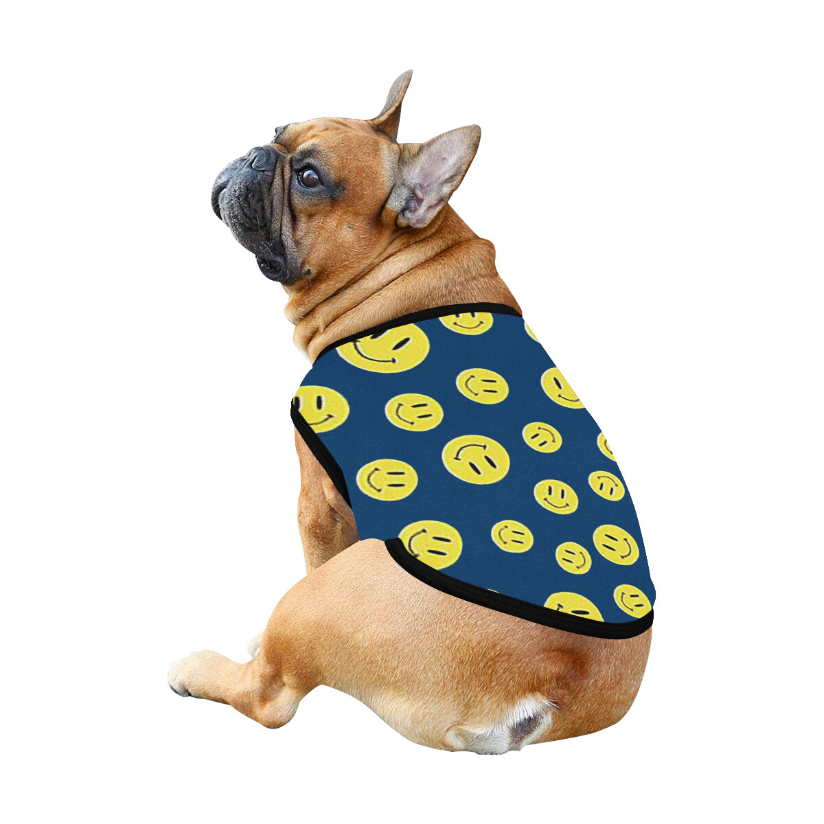 🐕 Happy faces Dog Tank Top, Dog shirt, Dog clothes, Gifts, front back print, 7 sizes XS to 3XL, dog t-shirt, dog t-shirt, dog gift, navy