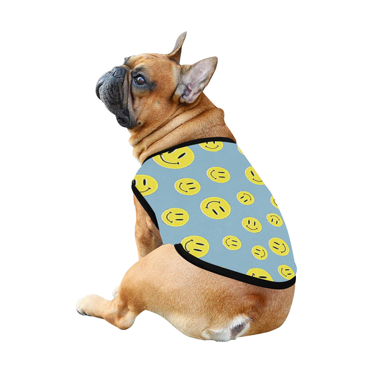 🐕 Happy faces Dog Tank Top, Dog shirt, Dog clothes, Gifts, front back print, 7 sizes XS to 3XL, dog t-shirt, dog t-shirt, dog gift, regent st blue