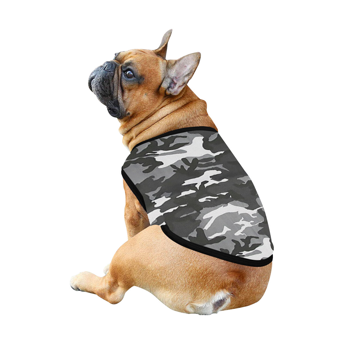 🐕 Camo Army Dog shirt Dog Tank Top, Dog shirt, Dog clothes, Gifts, front back print, 7 sizes XS to 3XL, dog t-shirt, dog gift gray white