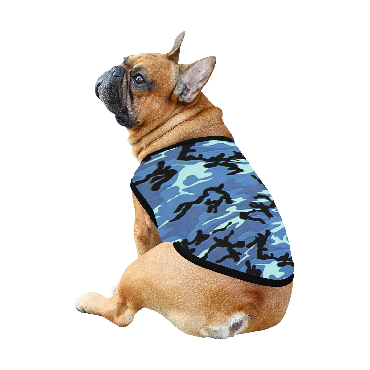 🐕 Camo Army Dog shirt Dog Tank Top, Dog shirt, Dog clothes, Gifts, front back print, 7 sizes XS to 3XL, dog t-shirt, dog gift, light blue