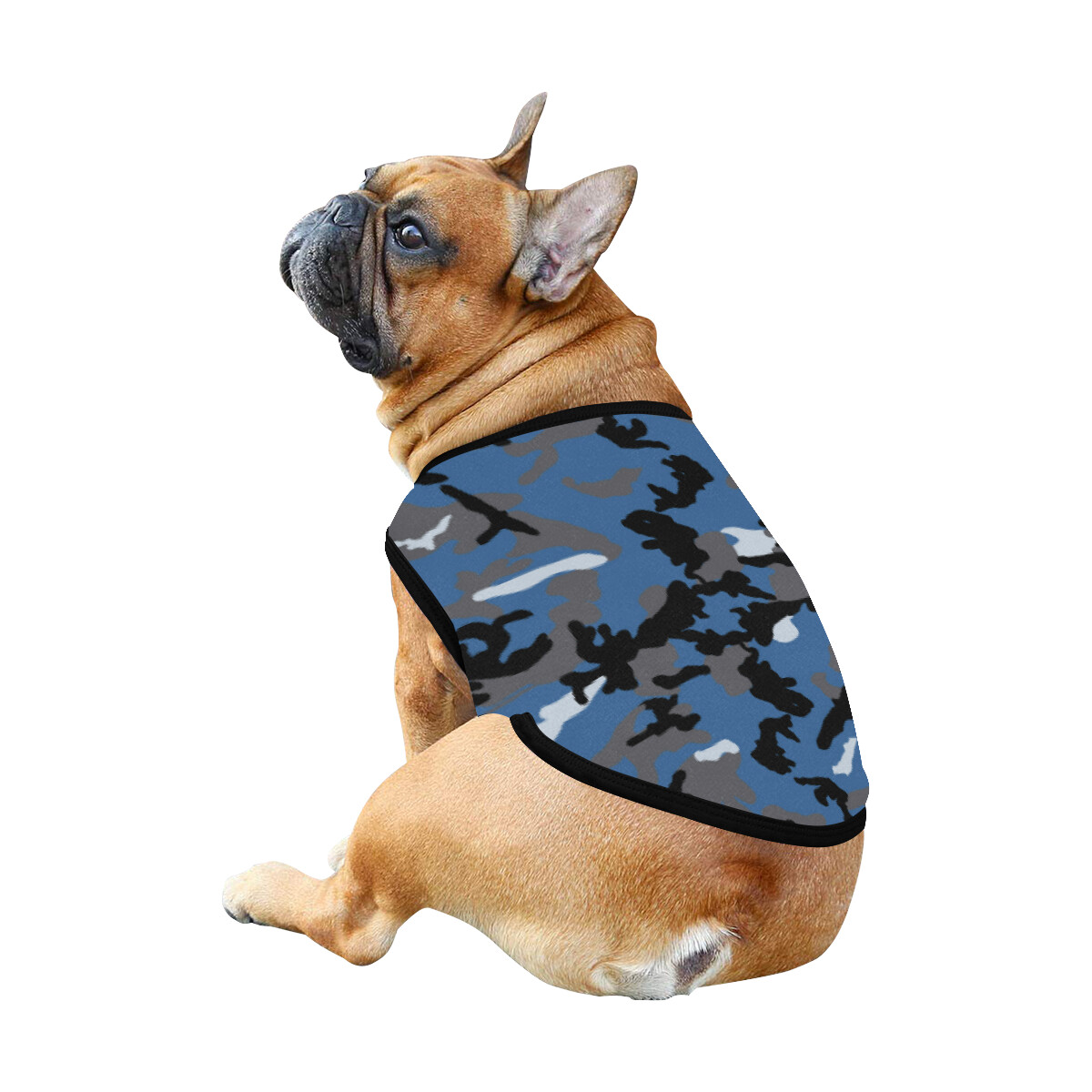 🐕 Camo Army Dog shirt Dog Tank Top, Dog shirt, Dog clothes, Gifts, front back print, 7 sizes XS to 3XL, dog t-shirt, dog gift, deep blue