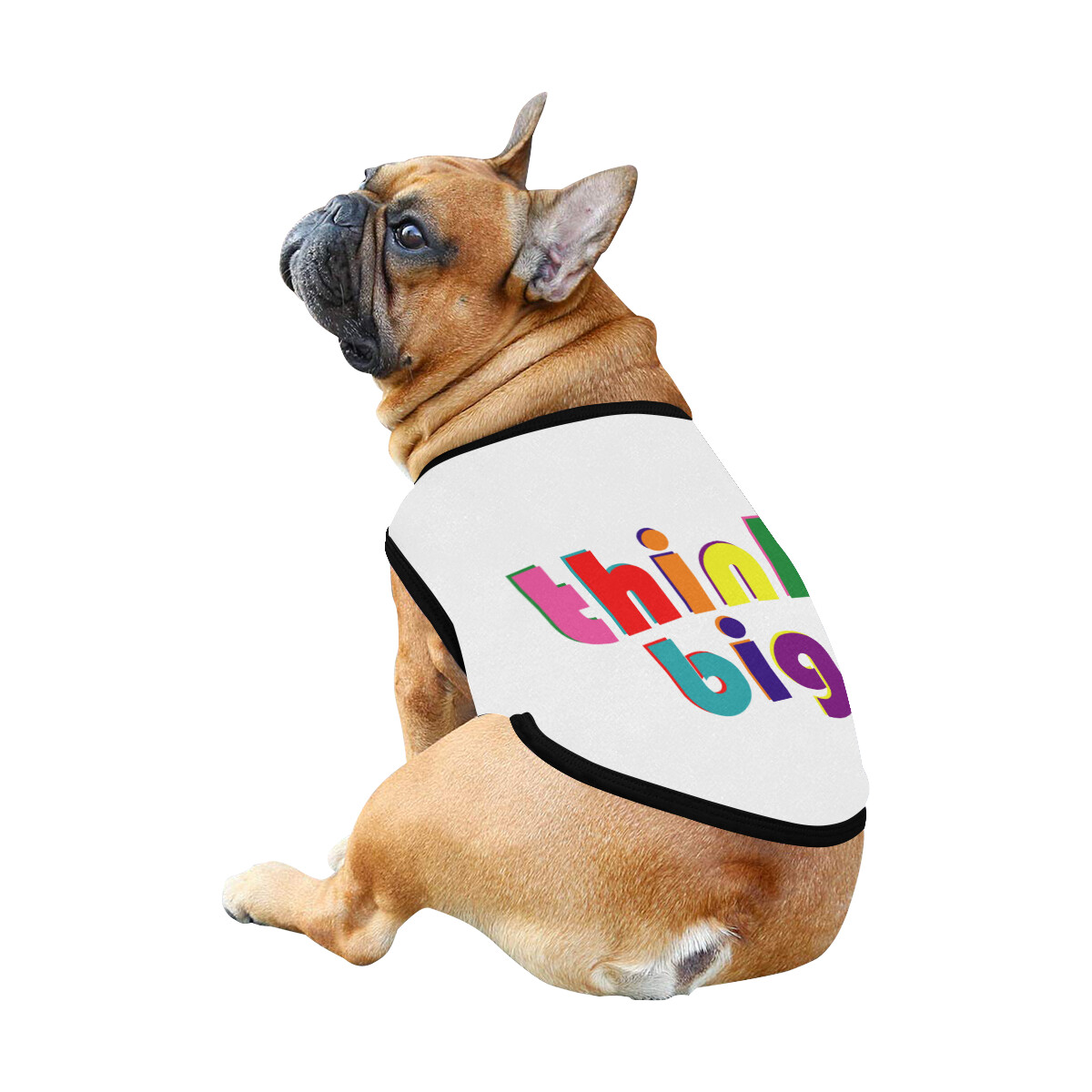 🐕 Think Big Dog shirt Dog Tank Top, Dog t-shirt, Dog clothes, Gifts, front back print, 7 sizes XS to 3XL,  dog gifts, white