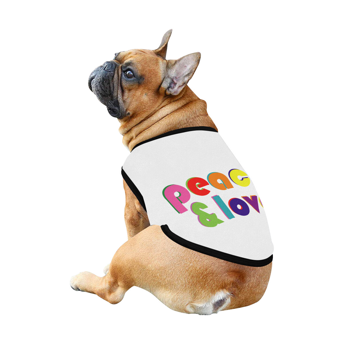 🐕 Peace & Love Dog shirt, Dog Tank Top, Dog t-shirt, Dog clothes, Gifts, front back print, 7 sizes XS to 3XL, dog gifts, white
