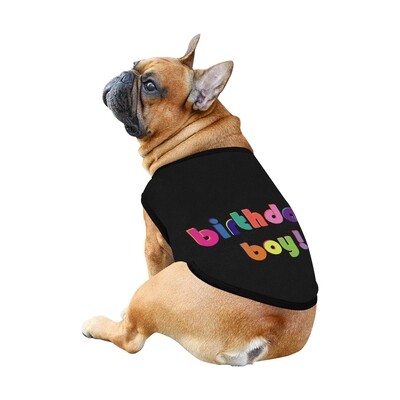 🐕 Birthday Boy Dog shirt, Dog Tank Top, Dog t-shirt, Dog clothes, Gifts, front back print, 7 sizes XS to 3XL, dog gifts, black
