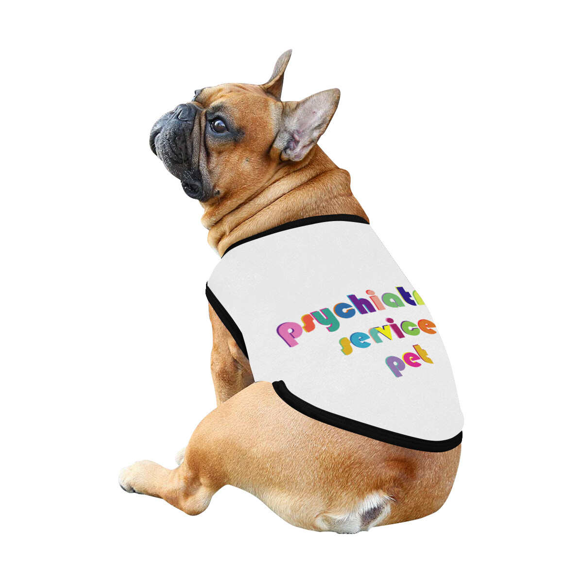 🐕 Psychiatric service pet Dog shirt, Dog Tank Top, Dog t-shirt, Dog clothes, Gifts, front back print, 7 sizes XS to 3XL, dog gifts, white