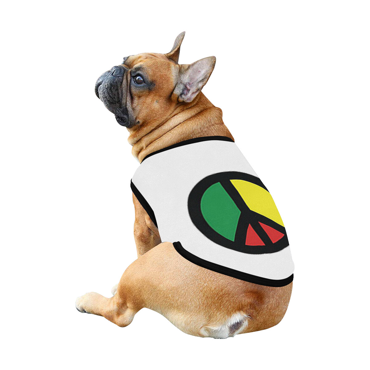 🐕 Rasta Peace sign Dog shirt, Dog Tank Top, Dog t-shirt, Dog clothes, Gifts, front back print, 7 sizes XS to 3XL, dog gifts, white