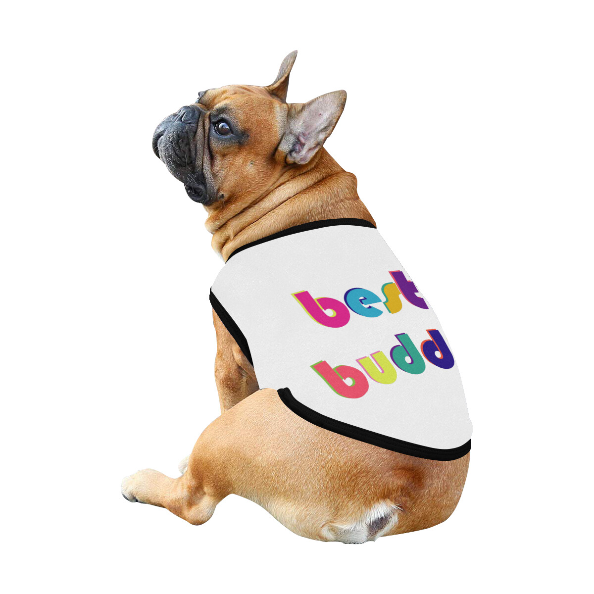 🐕 Best buddy Dog shirt, Dog Tank Top, Dog t-shirt, Dog clothes, Gifts, front back print, 7 sizes XS to 3XL, dog gifts, white