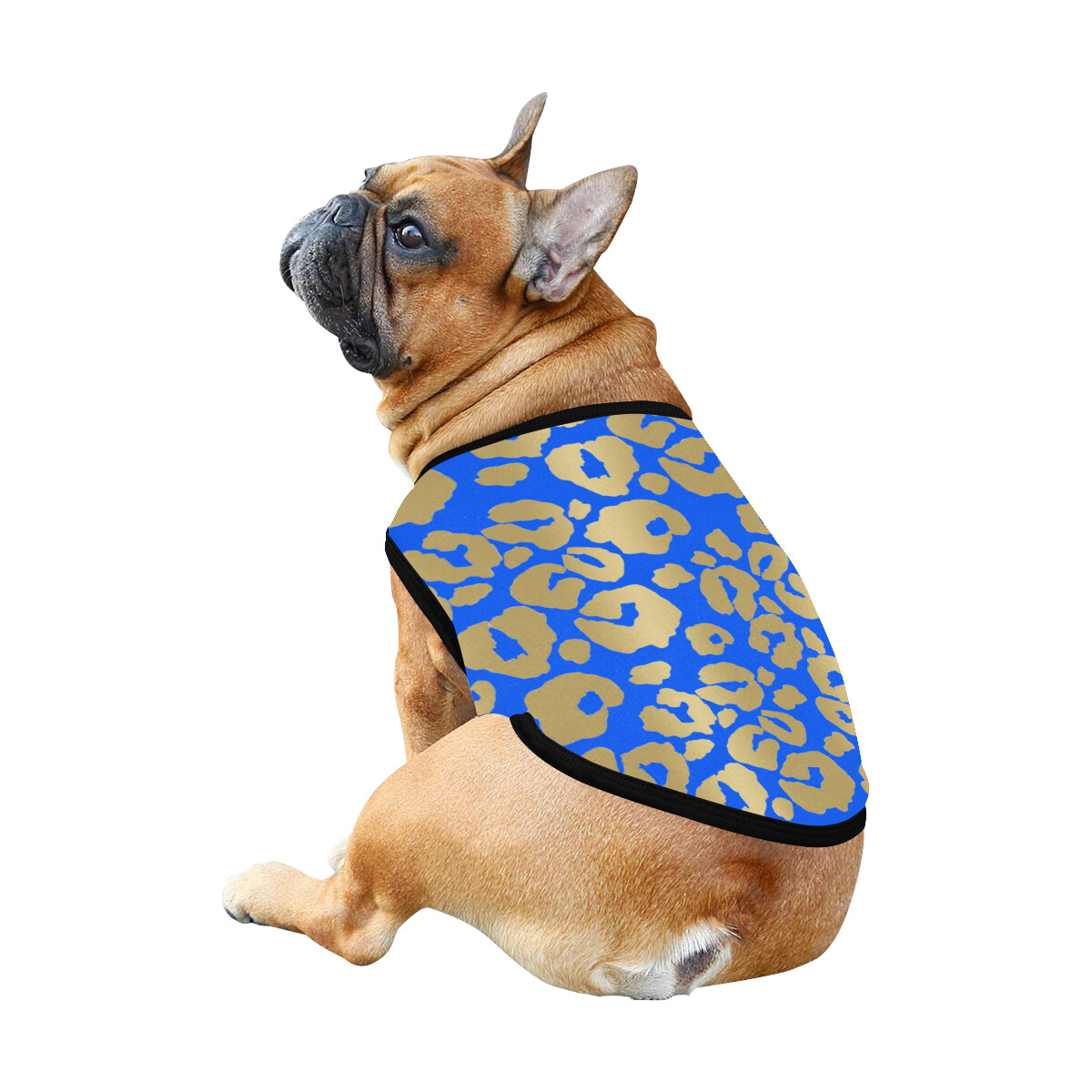 🐕 Leopard print Dog shirt, Dog Tank Top, Dog t-shirt, Dog clothes, Gifts, front back print, 7 sizes XS to 3XL, dog gifts, gold and blue